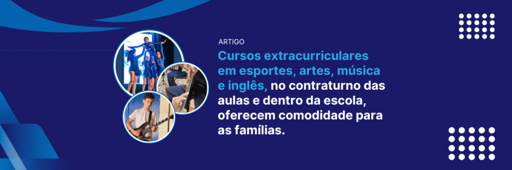 O Colégio Franciscano Ave Maria oferece cursos extracurriculares em esportes, artes, música e inglês, no contraturno e dentro da escola, com comodidade para as famílias.